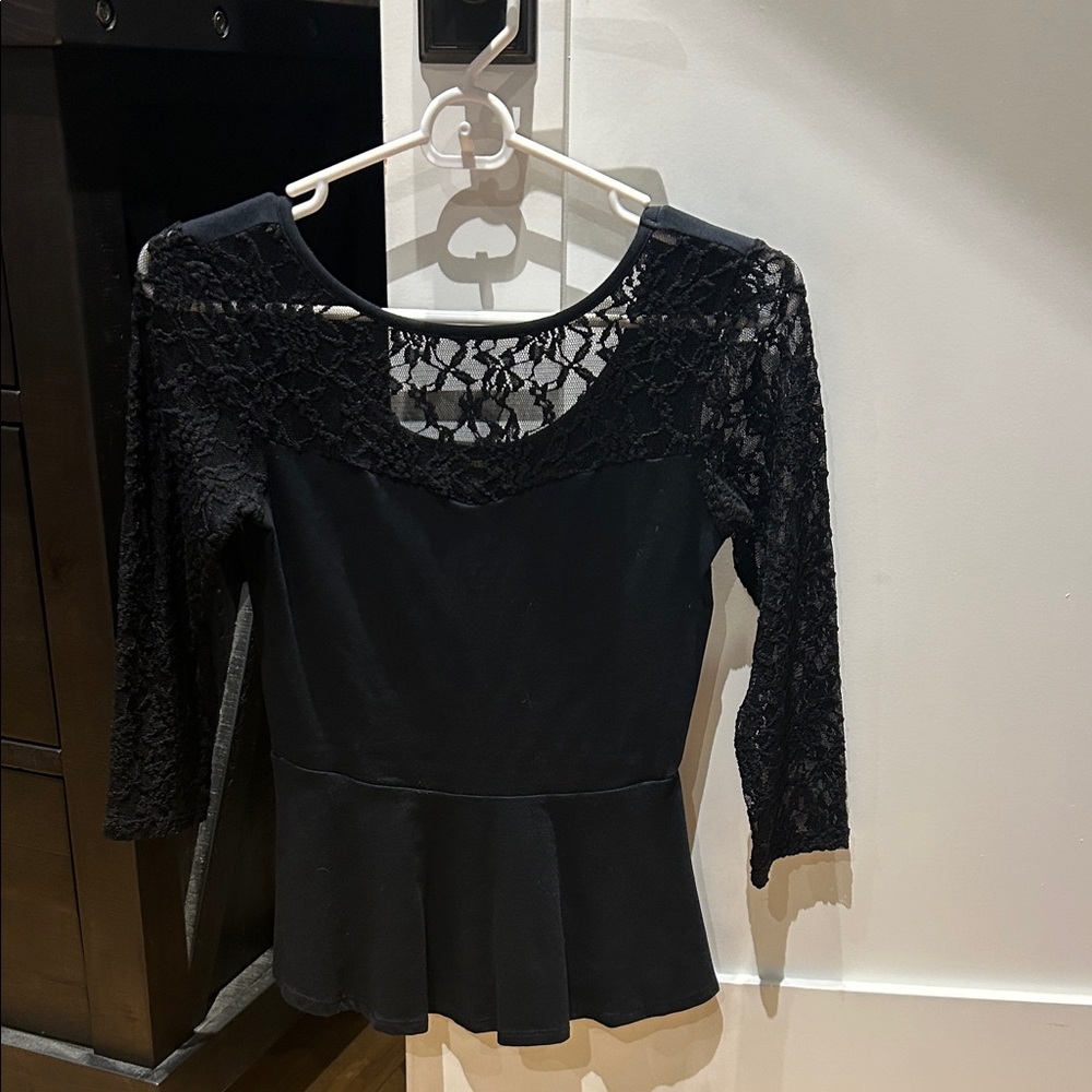 Express Black Lace Peplum Blouse